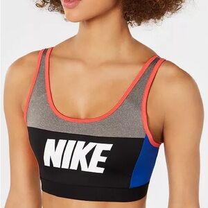 Nike Sport Colorblocked V-Back Medium-Support‎ Sports Bra Grey Blue Size XS